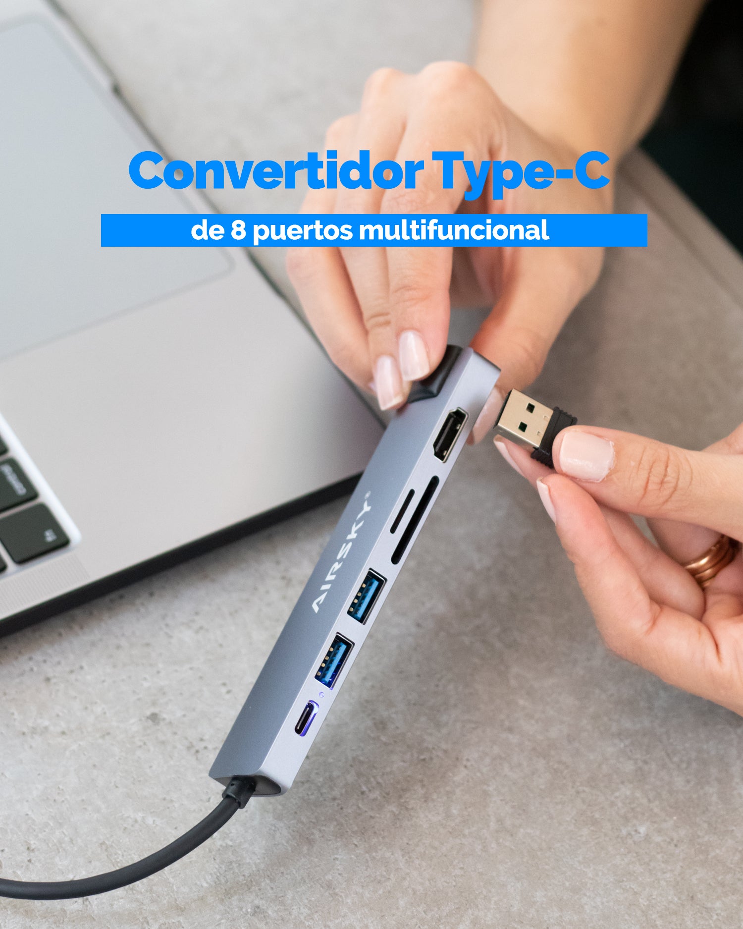Convertidor Typec De 8 Puertos